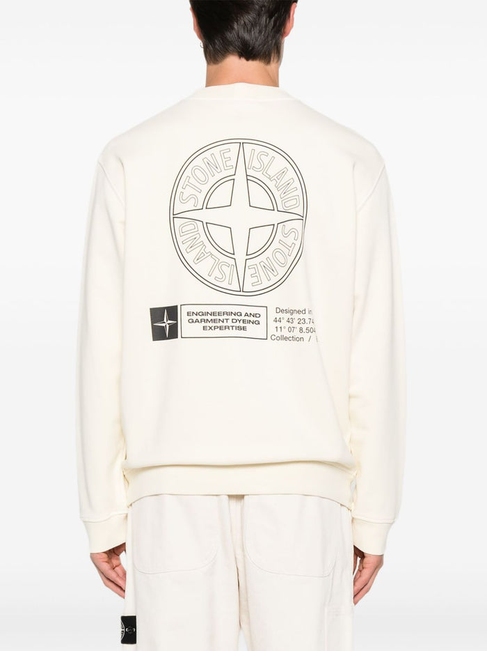 Stone Island Herren-Sweatshirt mit Kompass auf der Rückseite in Weiß 3