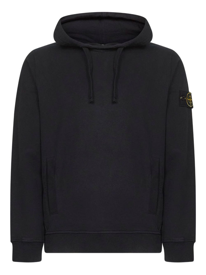 Stone Island Felpa Nero Uomo Patch Logo 1