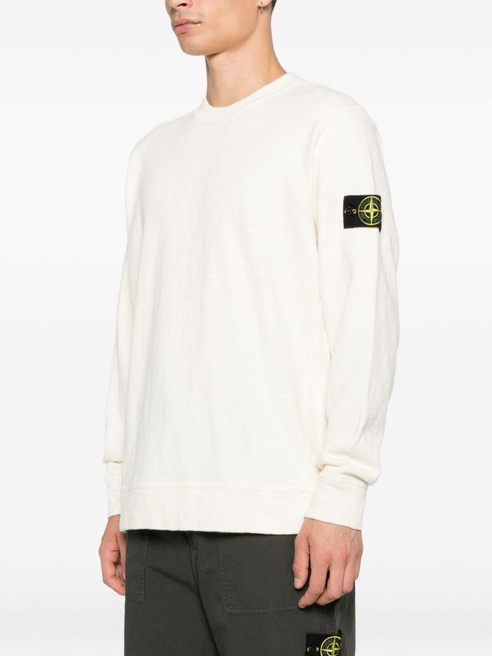 Stone Island Herren-Sweatshirt mit Logo-Badge in weiß 1