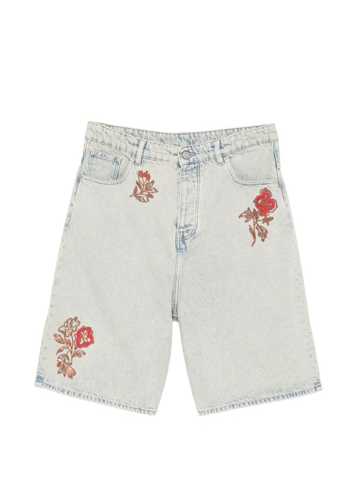 Drole De Monsieur Short Denim Ricamati Uomo Blu 5