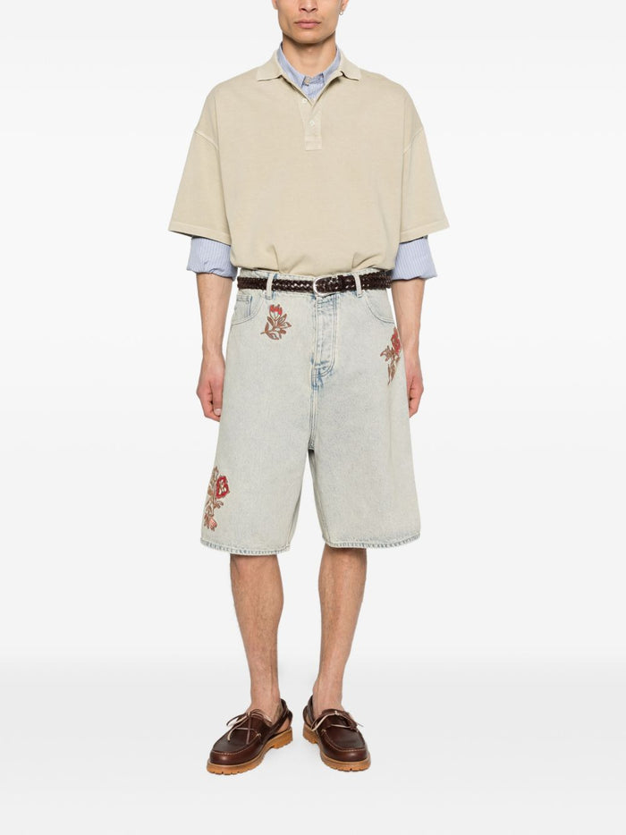 Drole De Monsieur Short Denim Ricamati Uomo Blu 2