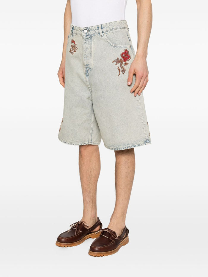 Drole De Monsieur Short Denim Ricamati Uomo Blu 1