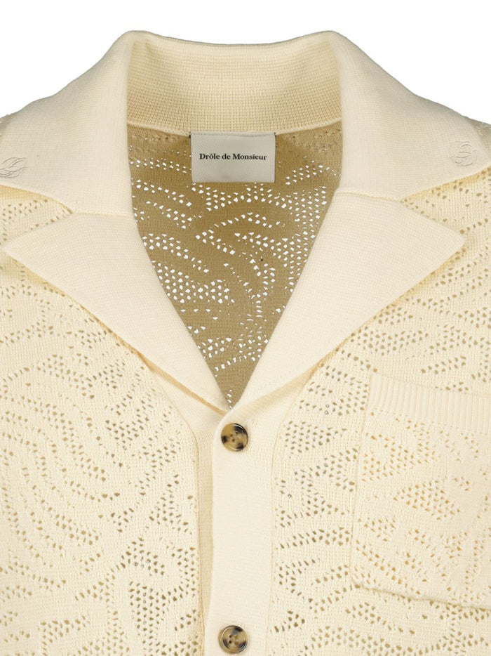 Drole De Monsieur Camicia Effetto Pizzo Uomo Bianco 4