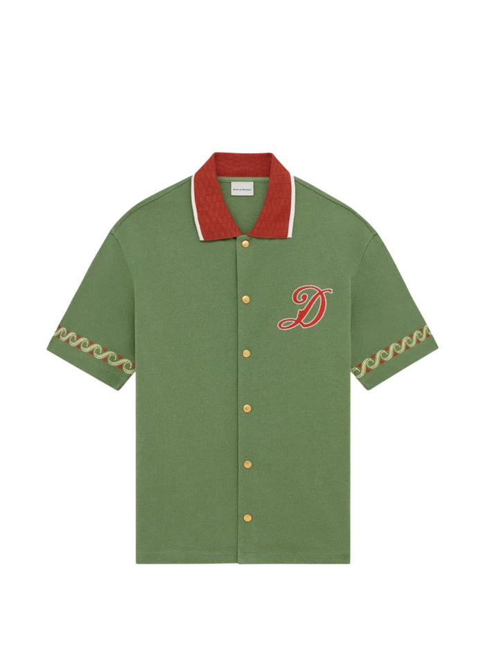 Drole De Monsieur Camicia Ricamo Logo Uomo Verde 1