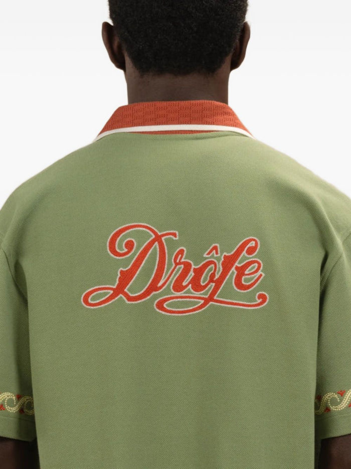 Drole De Monsieur Camicia Ricamo Logo Uomo Verde 4