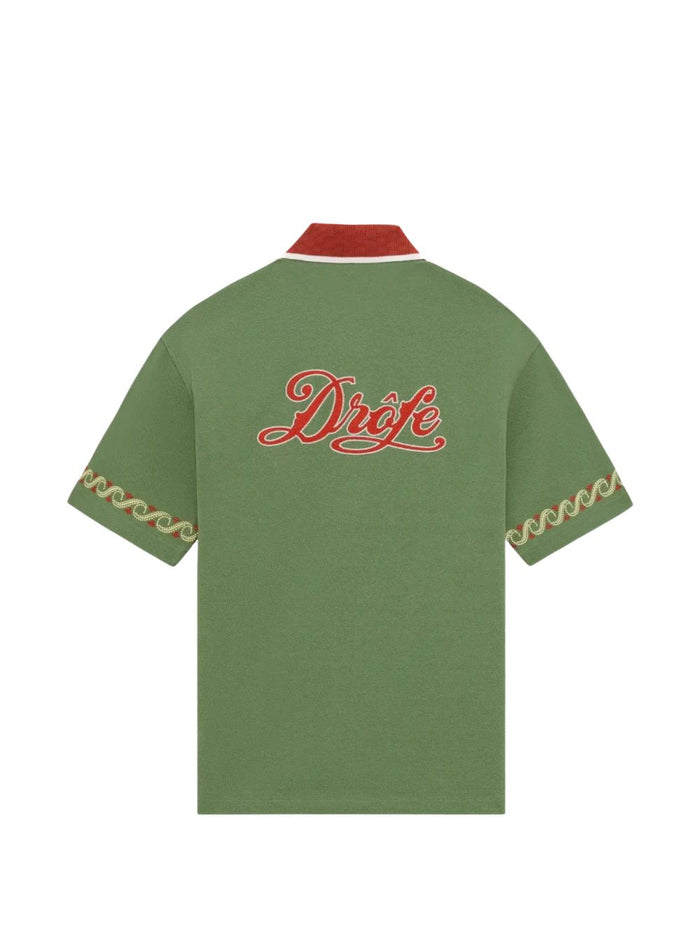 Drole De Monsieur Camicia Ricamo Logo Uomo Verde 2