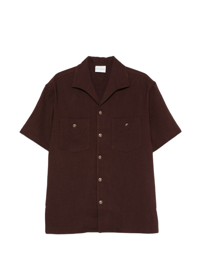 Drole De Monsieur Herrenhemd mit Taschen Braun 5