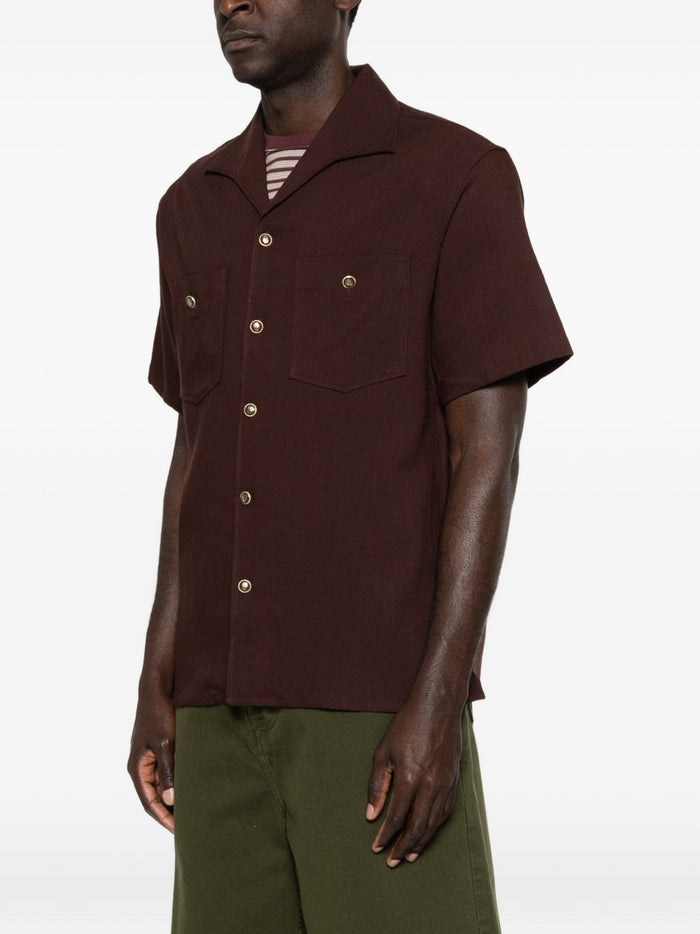 Drole De Monsieur Herrenhemd mit Taschen Braun 1