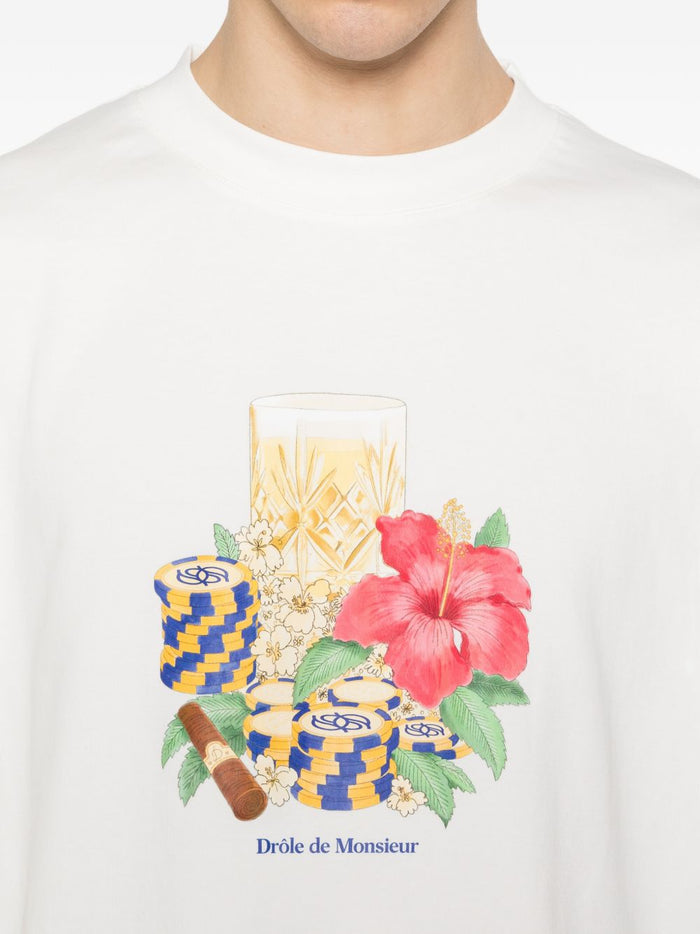 Drole De Monsieur T-Shirt Stampa Floreale Uomo Bianco 4