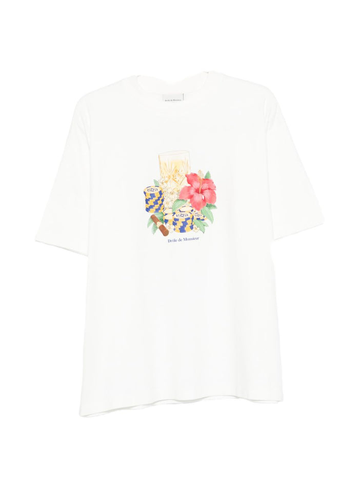 Drole De Monsieur T-Shirt Stampa Floreale Uomo Bianco 5