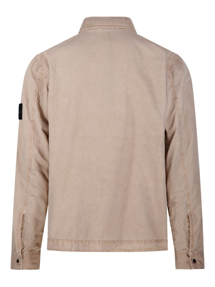 Stone Island Men's Beige Overshirt Pocket 2