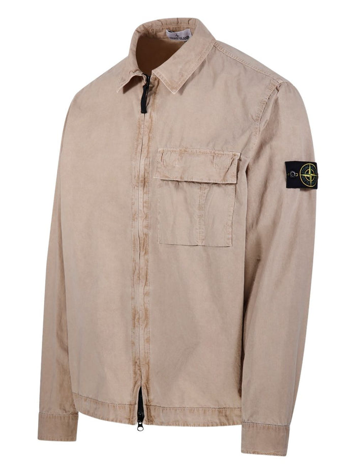 Stone Island Men's Beige Overshirt Pocket 3