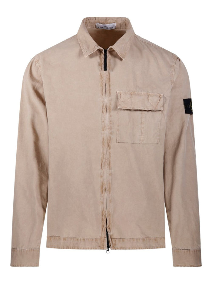 Stone Island Men's Beige Overshirt Pocket 1