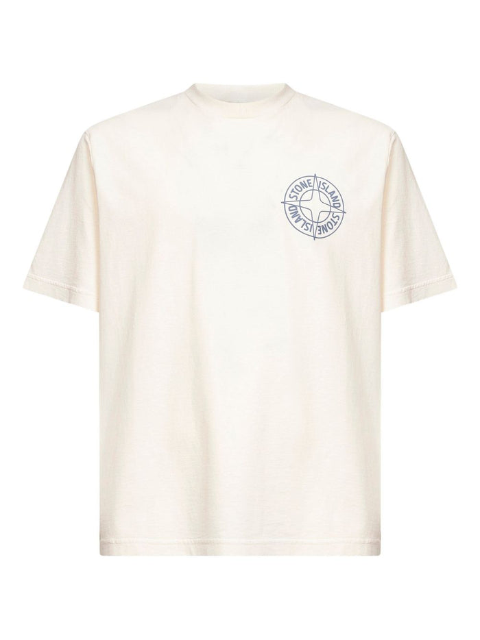 Stone Island T-Shirt Bianco Uomo Stampa Logo 1