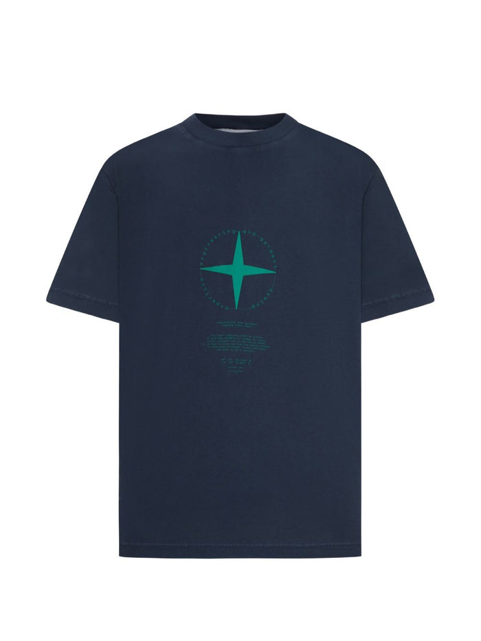 Stone Island T-Shirt Blu Uomo Stampa Bussola 1