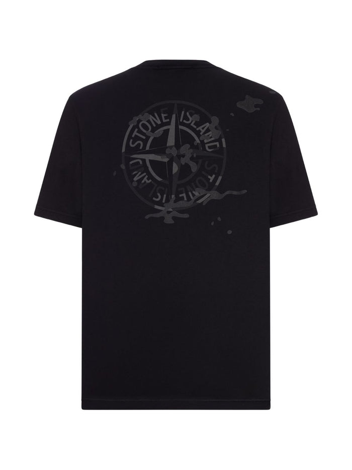 Stone Island T-shirt Nero Uomo Dettaglio Logo 2