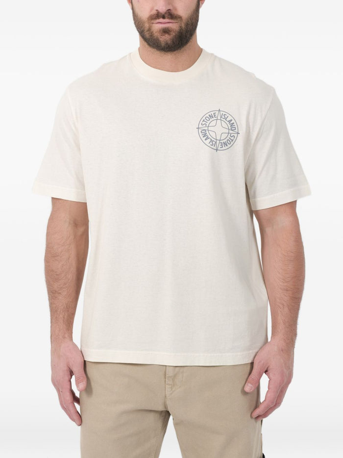 Stone Island T-shirt Bianco Uomo Stampa Logo 1