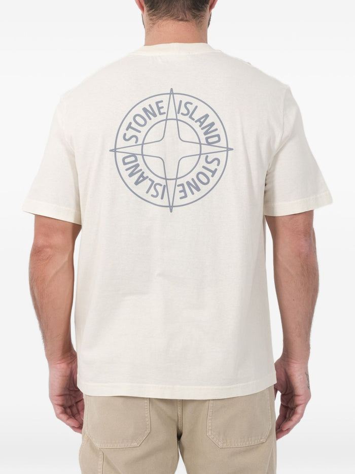 Stone Island T-shirt Bianco Uomo Stampa Logo 3