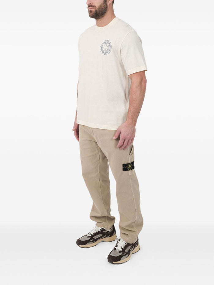 Stone Island T-shirt Bianco Uomo Stampa Logo 4
