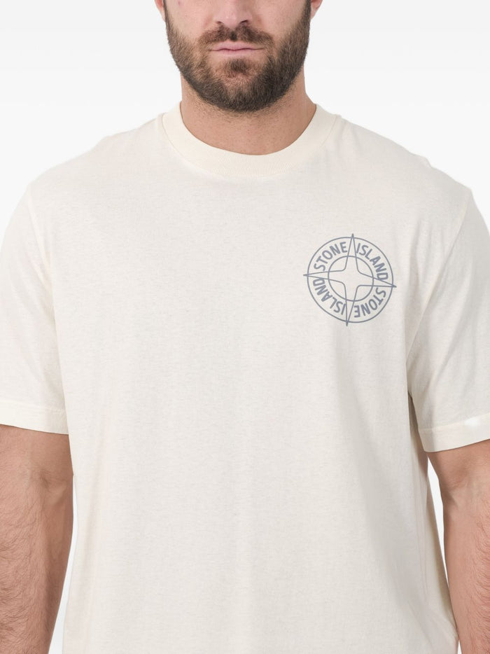 Stone Island T-shirt Bianco Uomo Stampa Logo 5