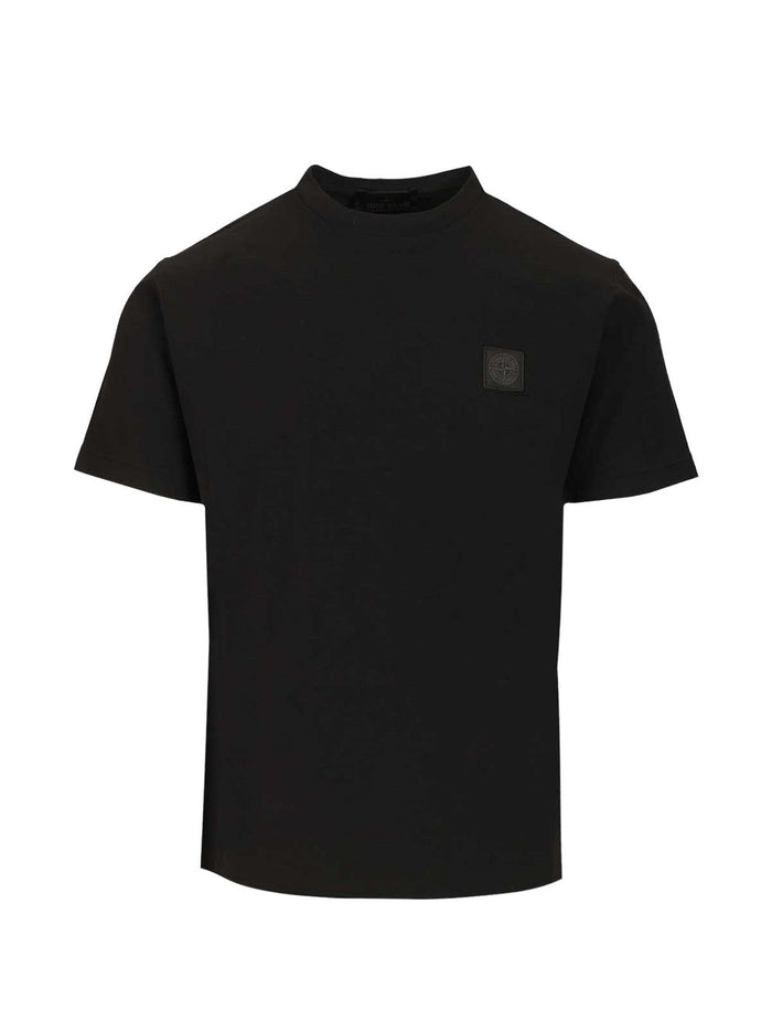 Stone Island Men's Black T-Shirt Patch Logo 1