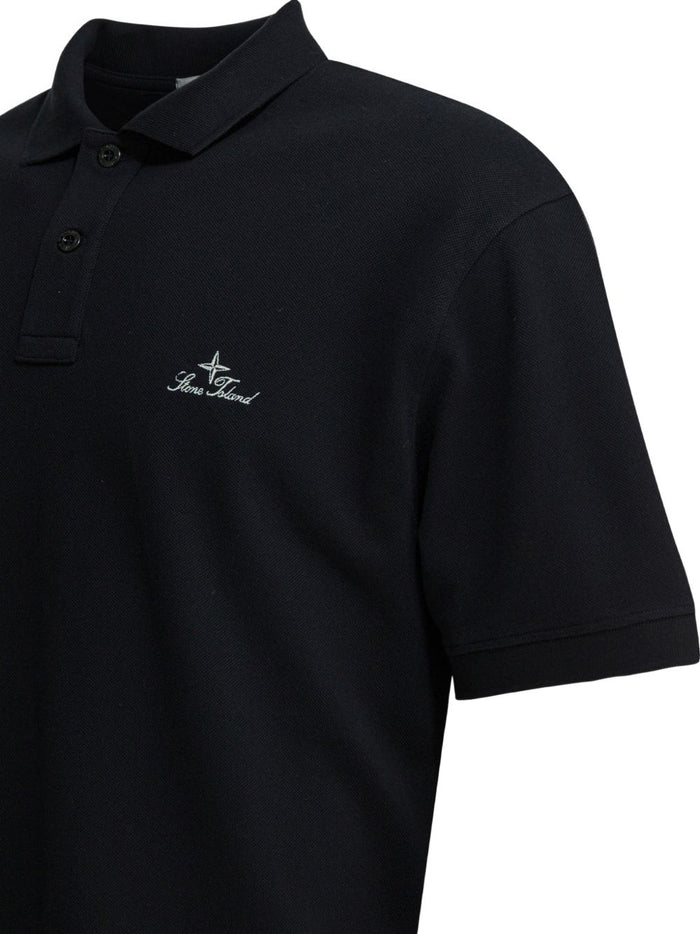 Stone Island Polo Blu Uomo Ricamo Logo 4