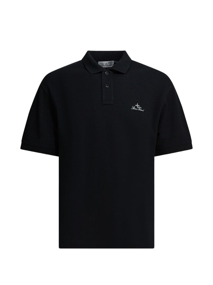 Stone Island Polo Blu Uomo Ricamo Logo 1