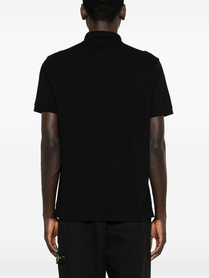 Stone Island Men's Black Polo Shirt with Compass Patch 2