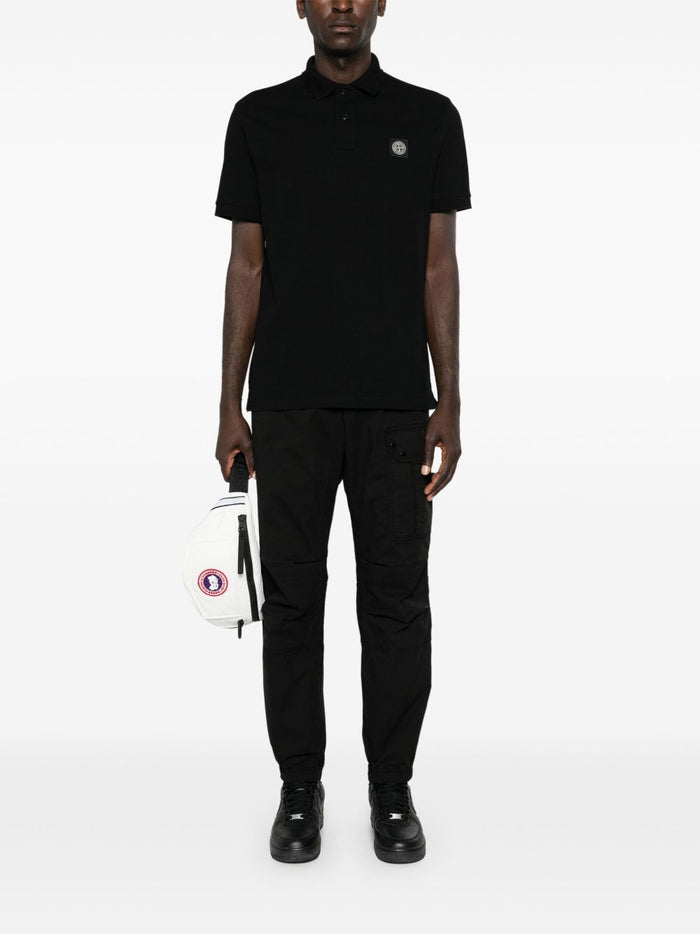 Stone Island Men's Black Polo Shirt with Compass Patch 5