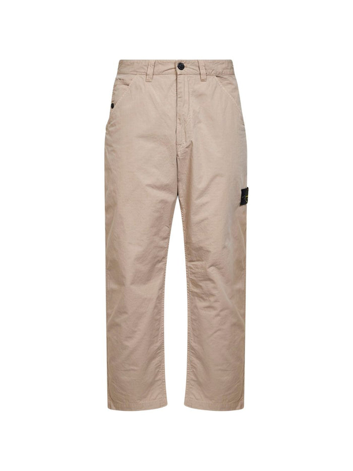 Stone Island Pantalone Beige Uomo Patch Compass 1