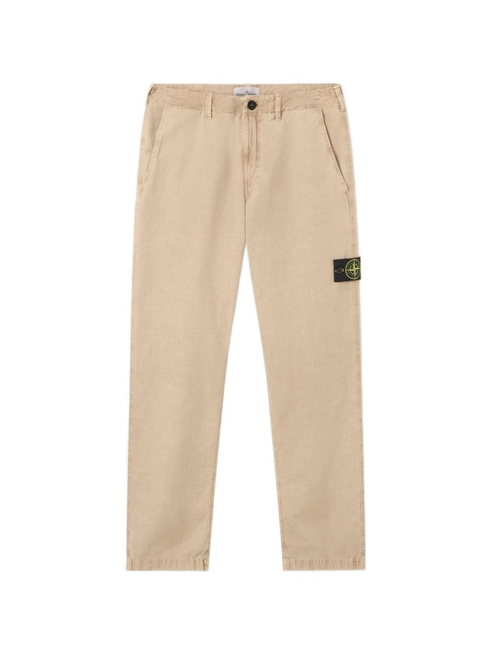 Stone Island Pantalone Beige Uomo Logo Compass 1