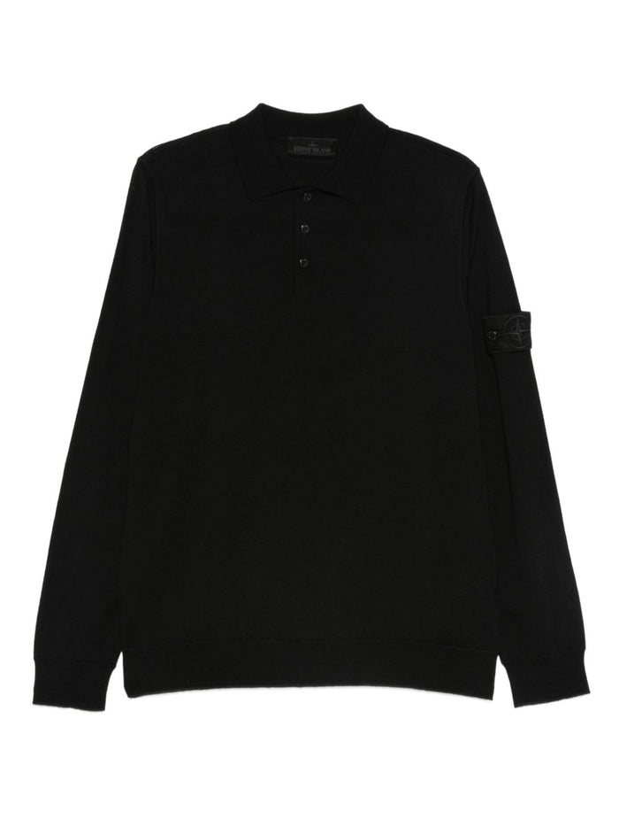 Stone Island Polo Nero Uomo a Maniche Lunghe 1