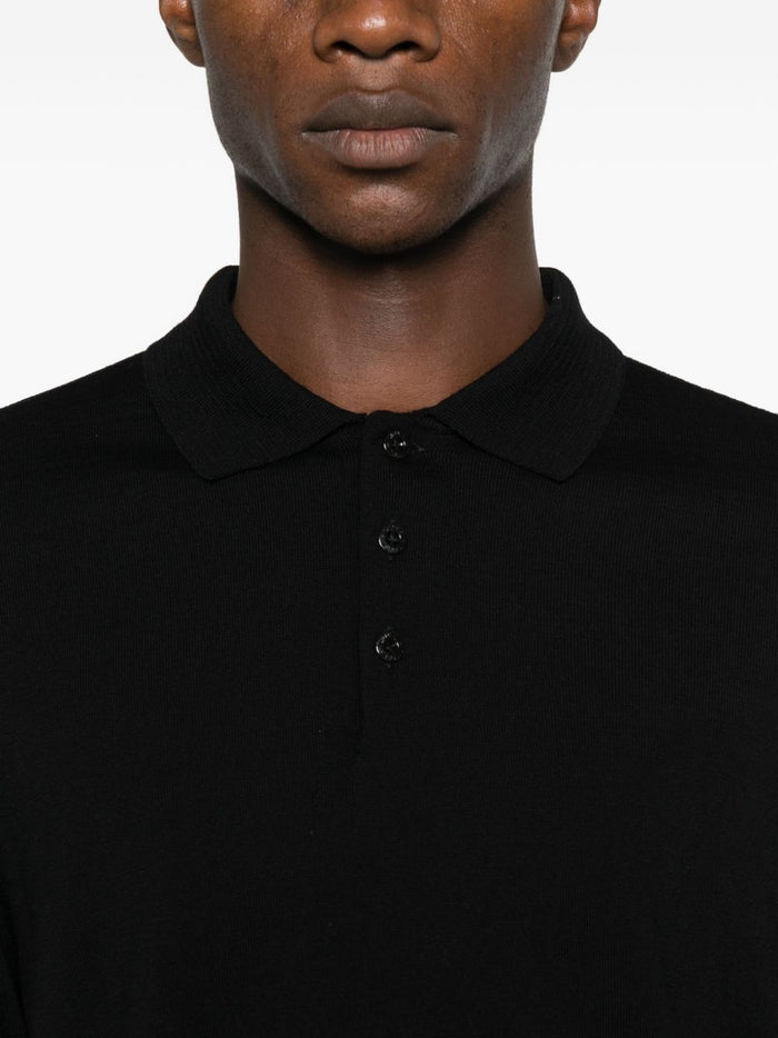 Stone Island Polo Nero Uomo a Maniche Lunghe 2