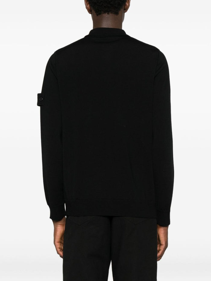 Stone Island Polo Nero Uomo a Maniche Lunghe 4