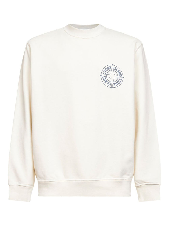 Stone Island Felpa Bianco Uomo Logo Compass 1
