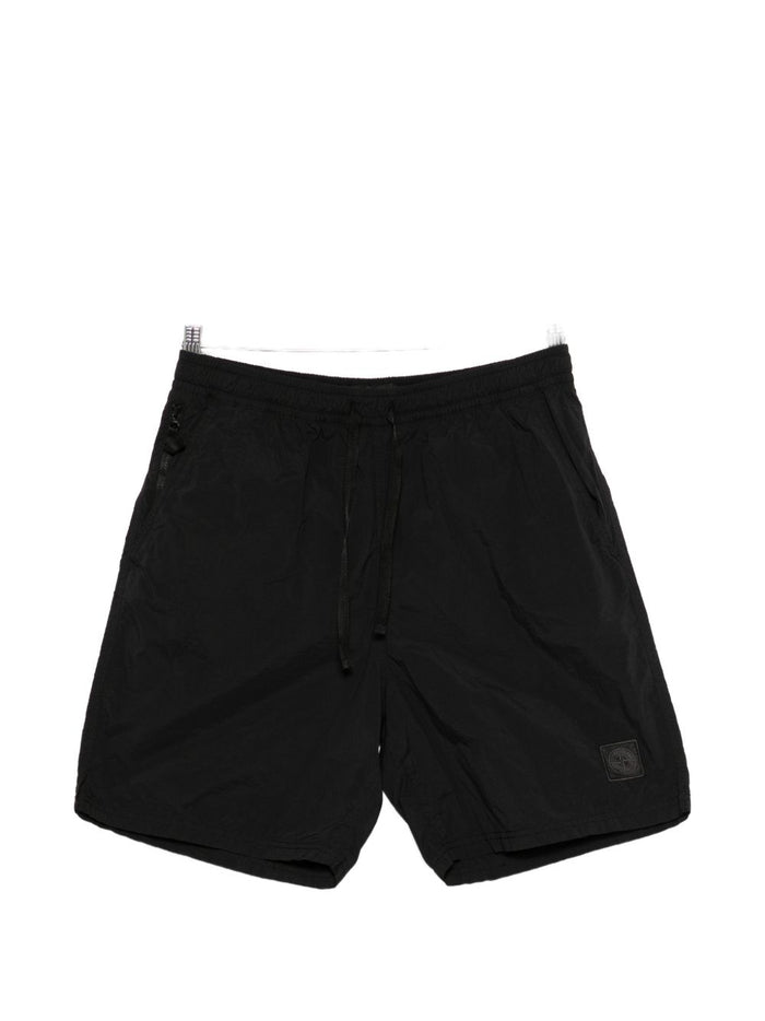 Stone Island Short Nero Uomo Patch Compass 5