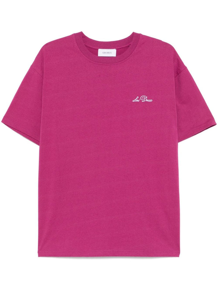 Les Deux Copenhague T-shirt Viola Uomo Ricamo Logo 5