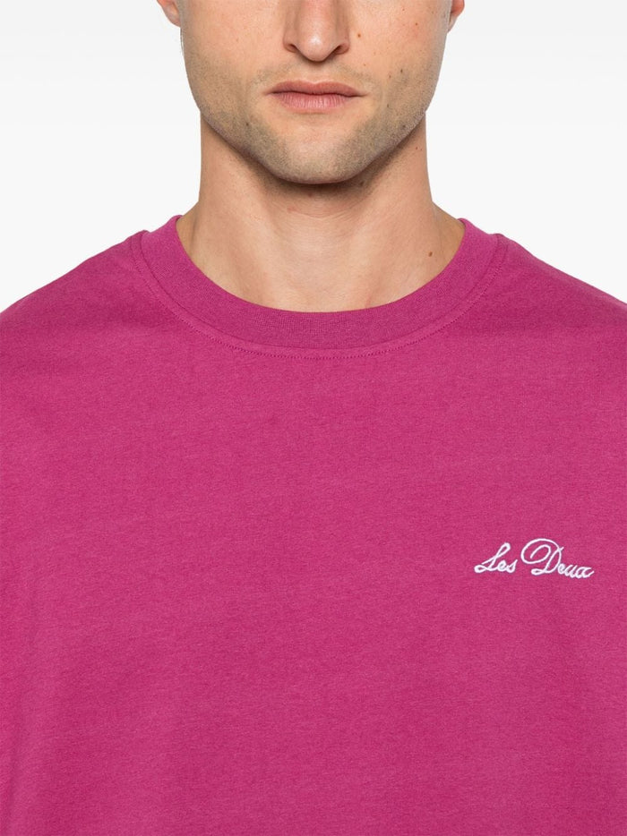 Les Deux Copenhague T-shirt Viola Uomo Ricamo Logo 4