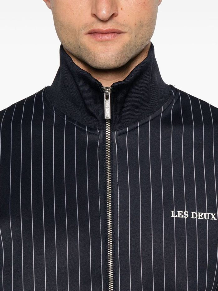 Les Deux Copenhague Felpa Blu Uomo Zip Gessata 4