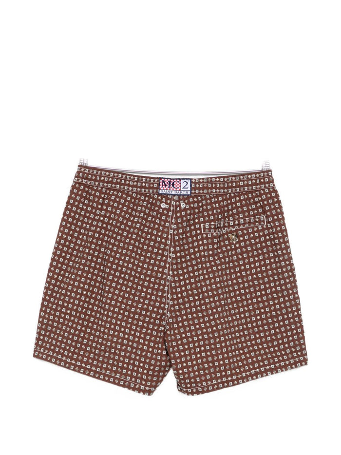 Mc2 Saint Barth Boxer Badehose Lighting Micro Print Herren Braun 2