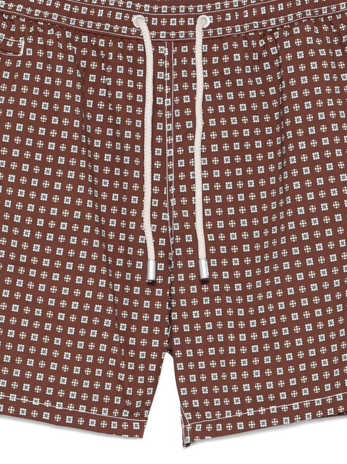 Mc2 Saint Barth Boxer Badehose Lighting Micro Print Herren Braun 3