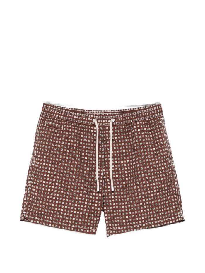 Mc2 Saint Barth Boxer Badehose Lighting Micro Print Herren Braun 1