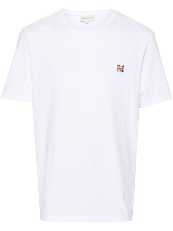 Maison Kitsune T-shirt Bianco Uomo Micro Ricamo Testa Volpe 5