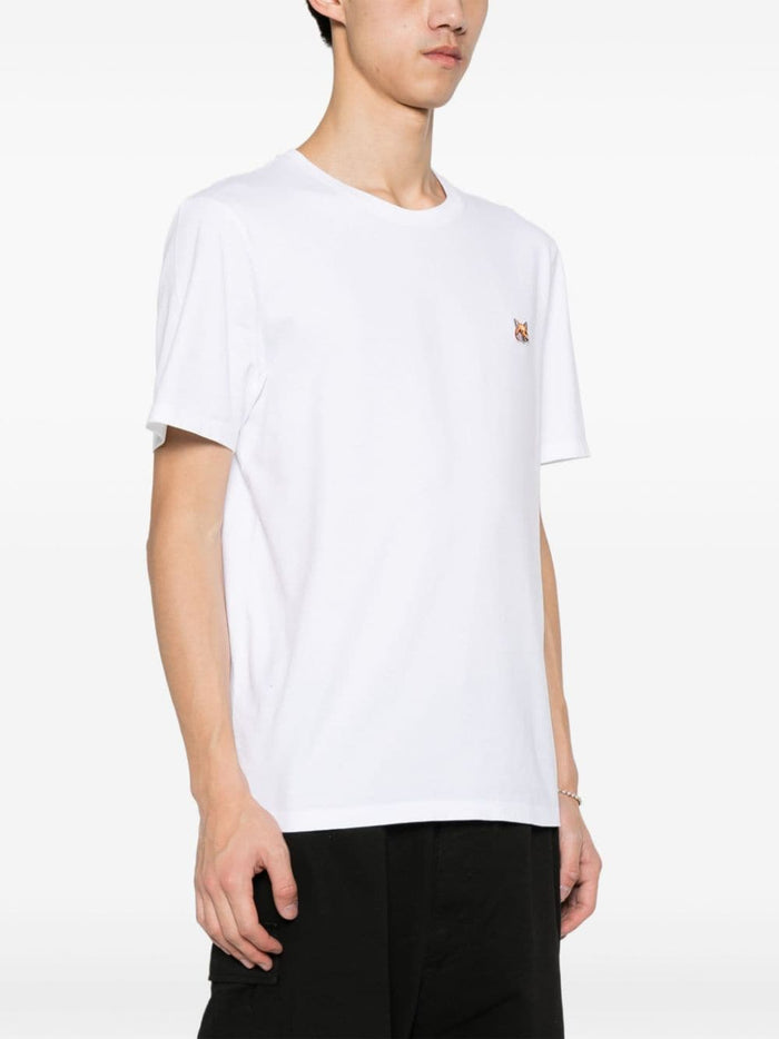 Maison Kitsune T-shirt Bianco Uomo Micro Ricamo Testa Volpe 2