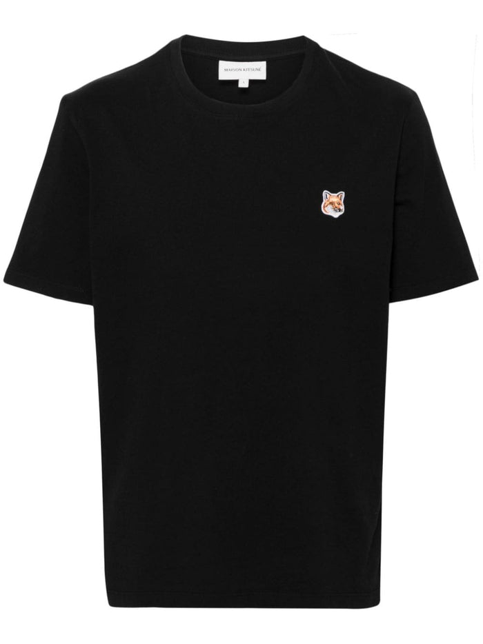 Maison Kitsune T-shirt Nero Uomo Micro Ricamo Testa Volpe 5