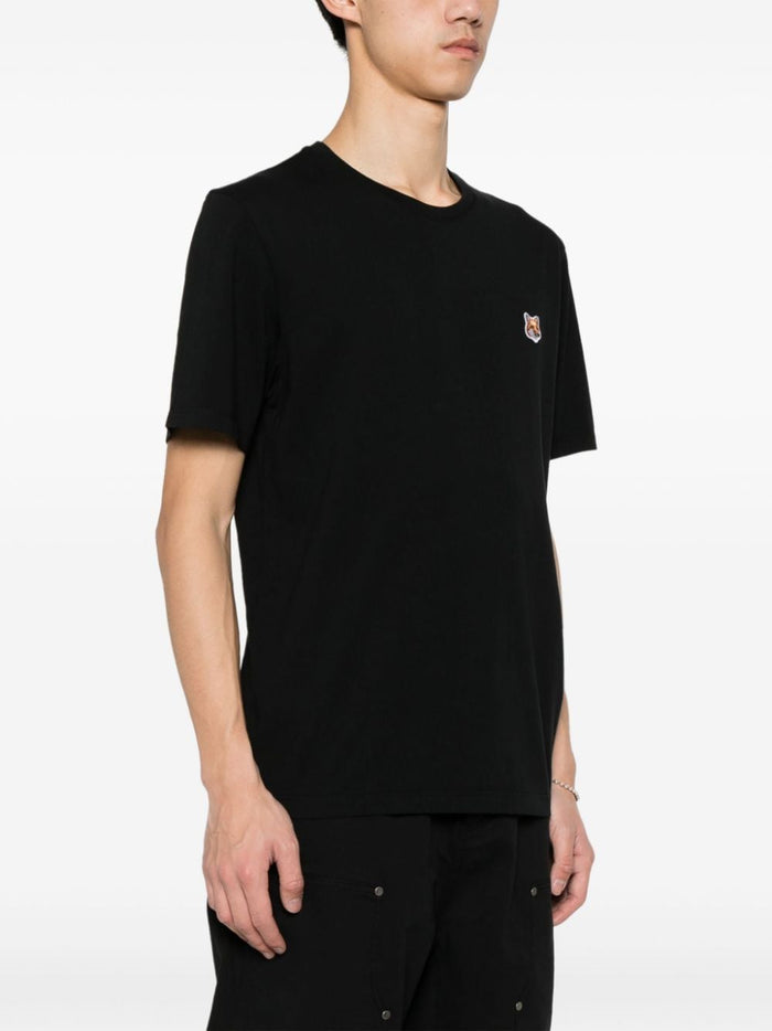 Maison Kitsune T-shirt Nero Uomo Micro Ricamo Testa Volpe 2