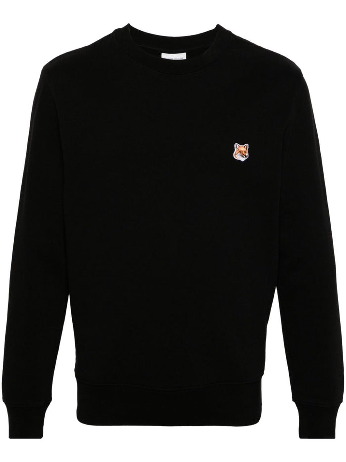 Maison Kitsune Felpa Nero Uomo Micro Patch Volpe 5