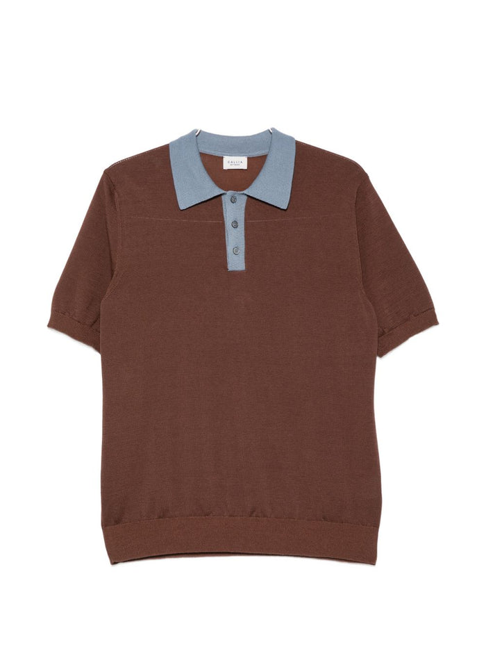 Gallia Polo Tre Bottoni Uomo Marrone 5