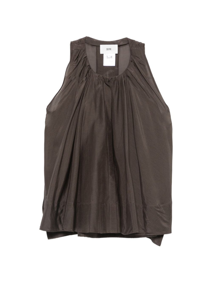 Solotre Top Rouches Donna Marrone 1