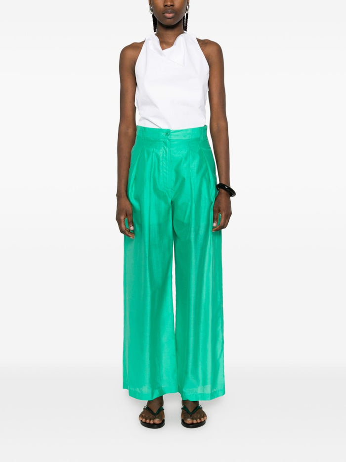 Solotre Pantalone Palazzo Donna Verde 2